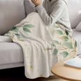 thumbnail image 6 of Flannel Throw Blanket for Couch Sofa Bed, Green Plant on Vintage Linen Soft Cozy Warm Fuzzy Blanket 40x50in, 6 of 9