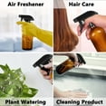 thumbnail image 5 of Botellas de vidrio ámbar con pulverizador para soluciones de limpieza (paquete de 5), pulverizador recargable de 500ml para aceites esenciales, agua, cocina y cabello, duradero, 5 of 5