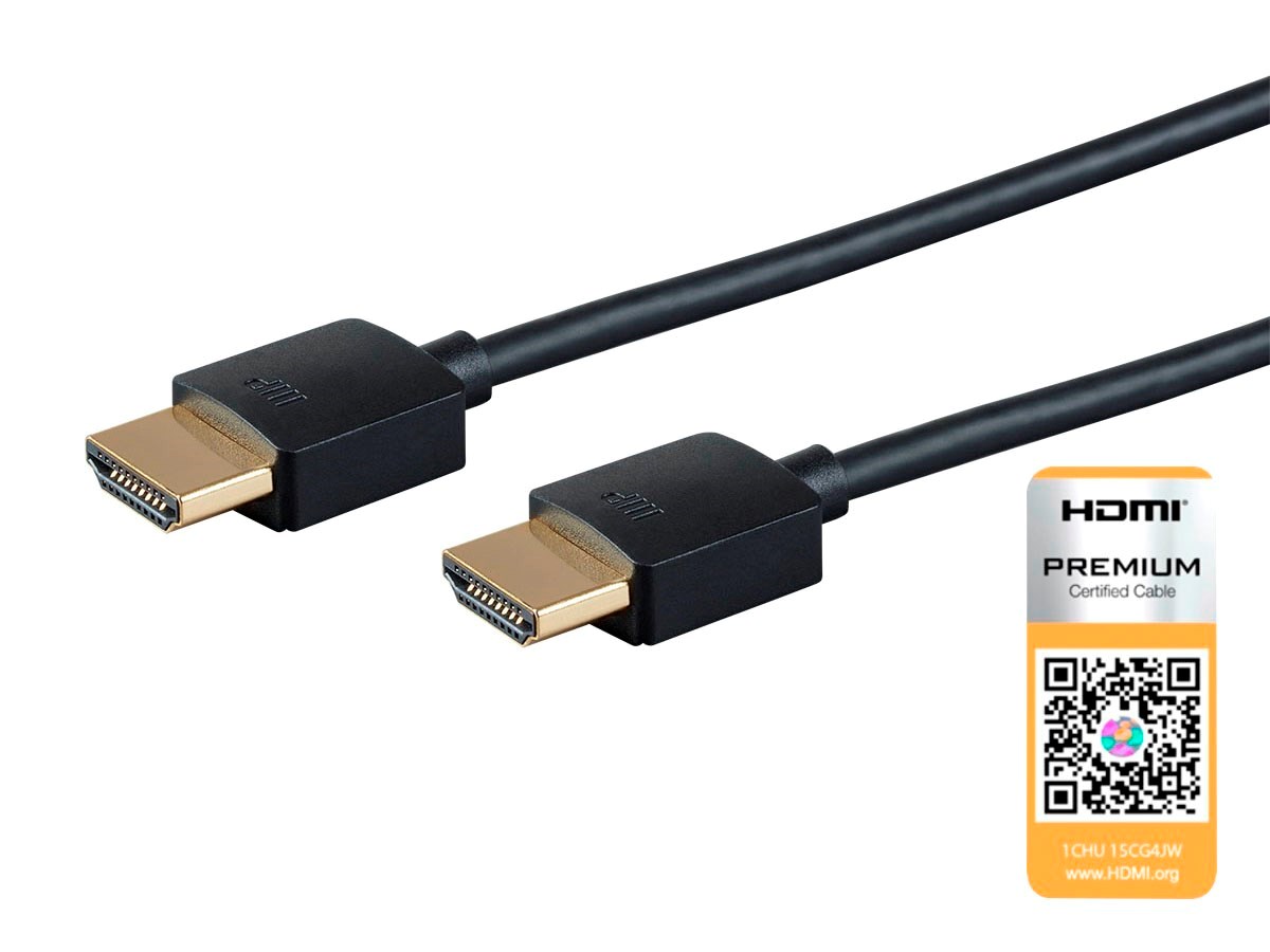 Monoprice HDMI Cable - 6 Feet - Black (5 Pack) Certified Premium, High Speed, 4K@60Hz, HDR, 18Gbps, 34AWG, YUV 4:4:4, Compatible with UHD TV and More - Ultra Slim Series