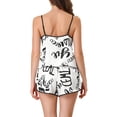 thumbnail image 3 of INSPIRE CHIC Women's Satin Pajamas Set Sleepwear Nightwear Cami Tops with Shorts Loungewear S White-Black, 3 of 6