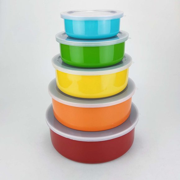Stainless Steel Kitchen Mixing Bowl Set with Secure Lids for Food Preparation and Storage
