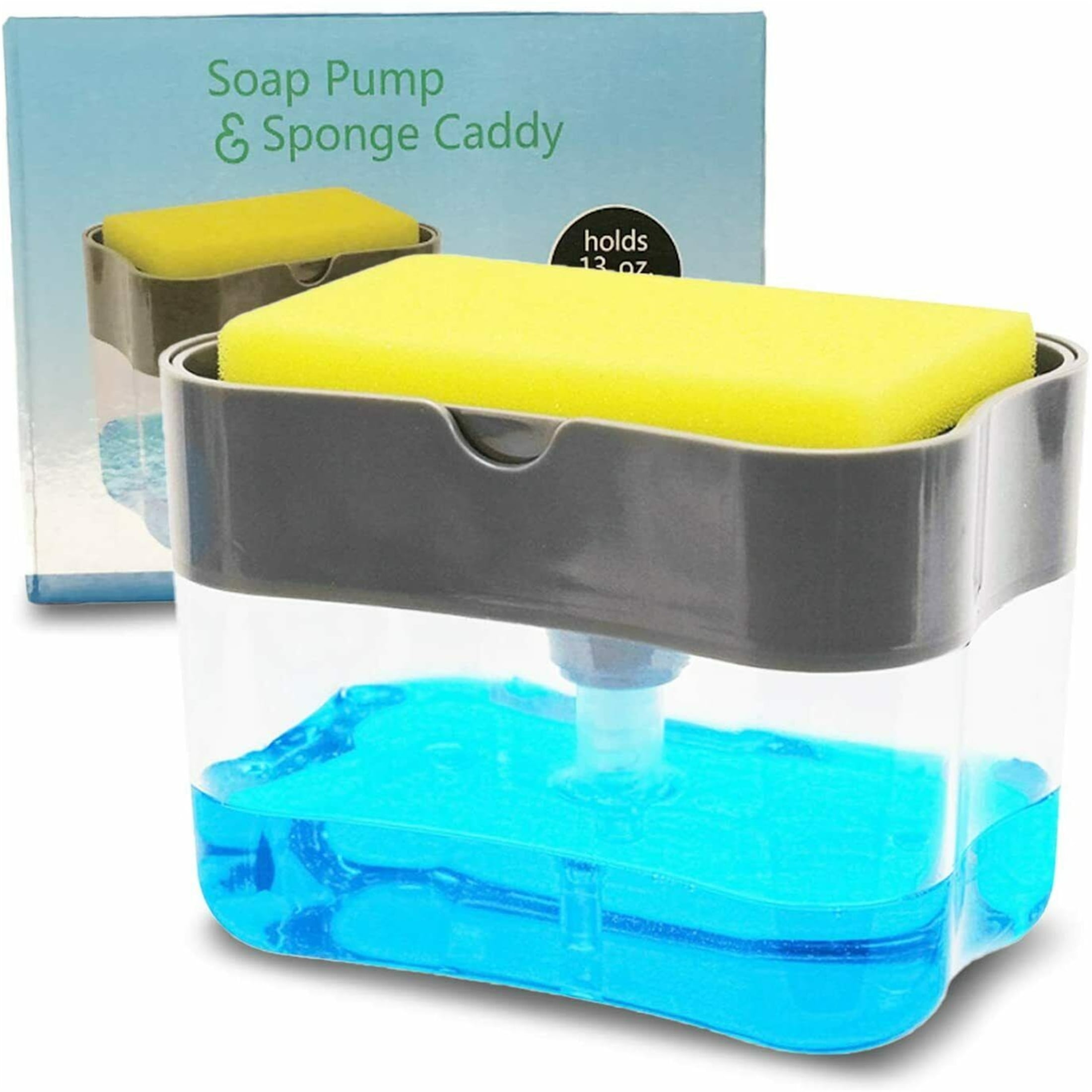2 in 1 Kitchen Soap Pump Dispenser and Sponge Holder Home Cleaner Products