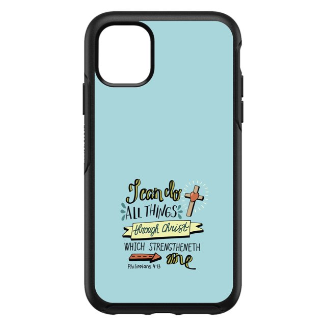 DistinctInk Custom SKIN / DECAL compatible with OtterBox Symmetry for iPhone 11 (6.1" Screen) - Philippians 4:13 - I can do everything through Christ
