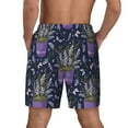 thumbnail image 3 of Kdxio Lavender Flowers Print Men's Swim Trunks with Compression Liner 7 Inch Inseam Quick Dry Swim Shorts, 3 of 7