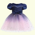 thumbnail image 2 of Odeerbi Tutu Tulle Dress For Toddler Girls Birthday Dresses Formal Dress Net Yarn Star Mesh Print Bow Pearl Party Gown Long Dresses Dark Blue, 2 of 9