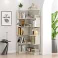 thumbnail image 2 of Leumius 5 Tier Freestanding L-Shaped Corner Bookshelf,Wooden Bookcase with Anti-drop Panel and Anti Tipping Device, Display shelf Open Storage,White, 2 of 22