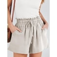 thumbnail image 3 of Linen Shorts for Women Casual High Waisted Wide Leg Drawstring Cute Summer Beach Shorts 2024 Fashion Vacation Outfit, 3 of 8