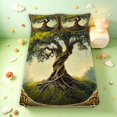 thumbnail image 5 of Homewish Bohemian Nature Tree Bed Sheets,Vintage Botanical Full Size Sheets,Green Brown,4 Pieces,1 Flat Sheet, 1 Fitted Sheet and 2 Pillowcases, 5 of 6