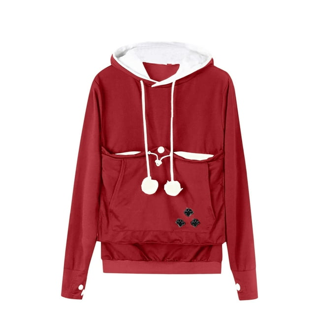 Penkiiy Chandails à Capuche pour Femmes Chandail à Capuche Imprimé à Manches Longues Blouse Décontractée Chandail Rouge Vêtements Y2K