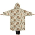 thumbnail image 2 of Oversized Wearable Blanket Hoodie,Beige Highland Cow Doll Pattern Sherpa Blanket Hoodie with Super Pockets,Super Warm Fuzzy Pullover for Women & Men, 2 of 6