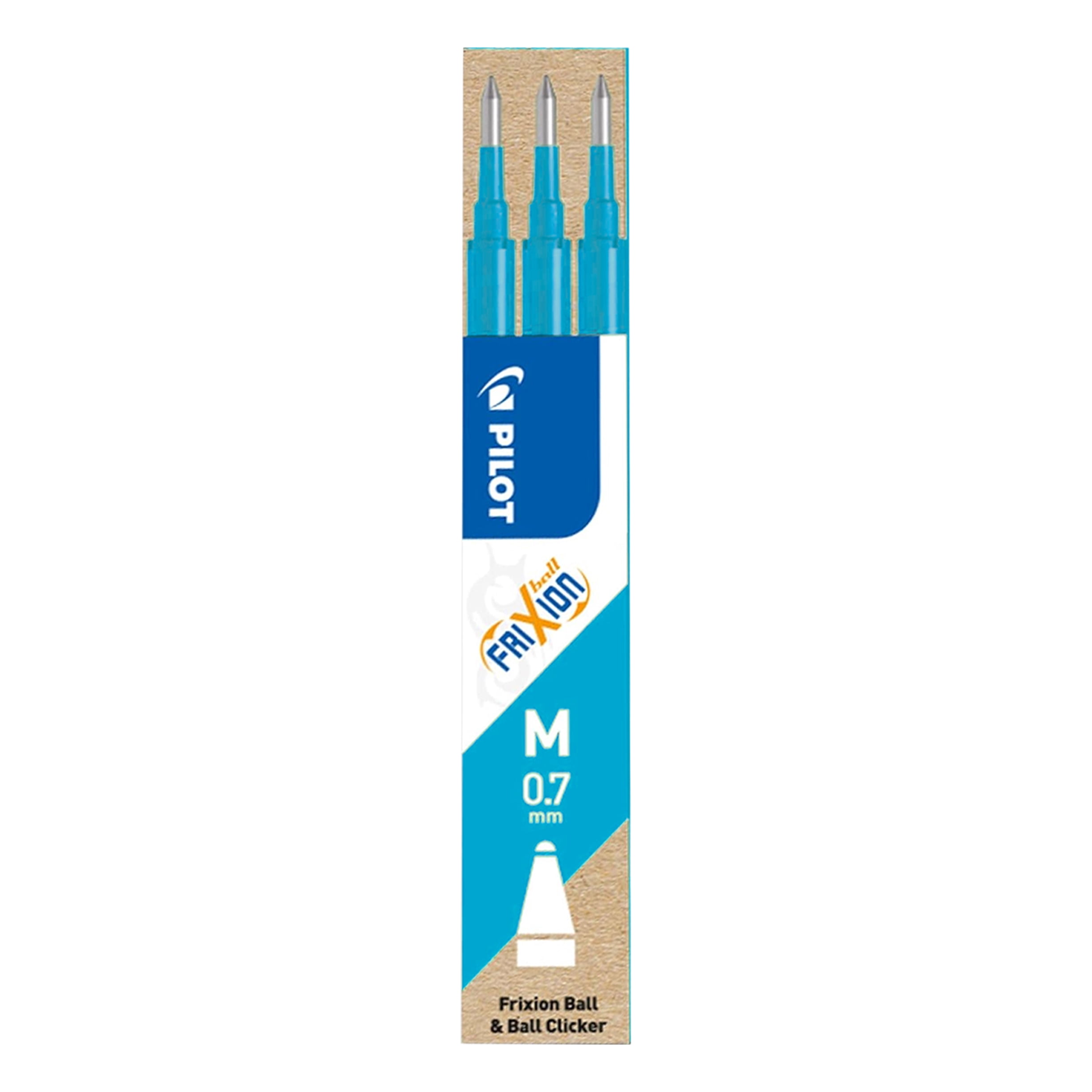 Pilot Frixion Heat Erasable Rollerball Pen FR7 - Medium 0.7mm - Light Blue Wallet of 3 Pens + 3 Refills