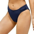 thumbnail image 3 of vigerkar Women's Side Tie Bikini Bottom - Mid Rise Adjustable Swimwear High-Waisted Beach Panties Navy, XXL, 3 of 4
