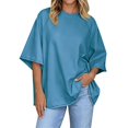 thumbnail image 2 of Yigetop Women & Plus Size Drop Shoulder Relaxed Casual Tee Shirt Top Lightweight Soft Comfy Daily Wear Sky Blue L, 2 of 3