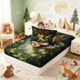 thumbnail image 4 of Erosebridal Fox Twin Fitted Sheet for Boys Girls, Green Foliage Bedding, 2pcs 1 Fitted Sheet and 1 Pillowcase, 4 of 6
