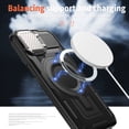 thumbnail image 3 of ELEHOLD Magnetic Case for iPhone 15 Pro, Military Grade Shockproof Rugged Case Built-in Metal Camera Cover with Stand,Black, 3 of 6