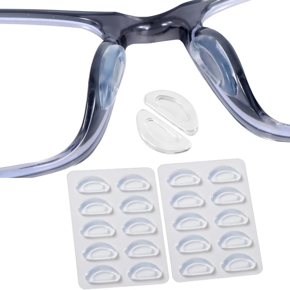 GJX Eyeglass Nose Pads,Anti Slip Nose Pads for Glasses with Super Sticky Backing,Soft Silicone Adhesive Glasses Nose Pad (10 Clear Pairs)