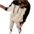 thumbnail image 1 of Ichuanyi Ladies Fashion Slim Sports Long Sleeve Two-piece Color Block Sweatshirt Set, 1 of 9