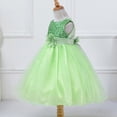 thumbnail image 2 of Little Girls' Sequin Mesh Tull Dress Sleeveless Flower Party Ball Gown,Green,3-4T, 2 of 5