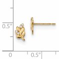 thumbnail image 2 of 14K Yellow Gold Madi K Kids CZ Fern Leaf Post Earrings, 2 of 2