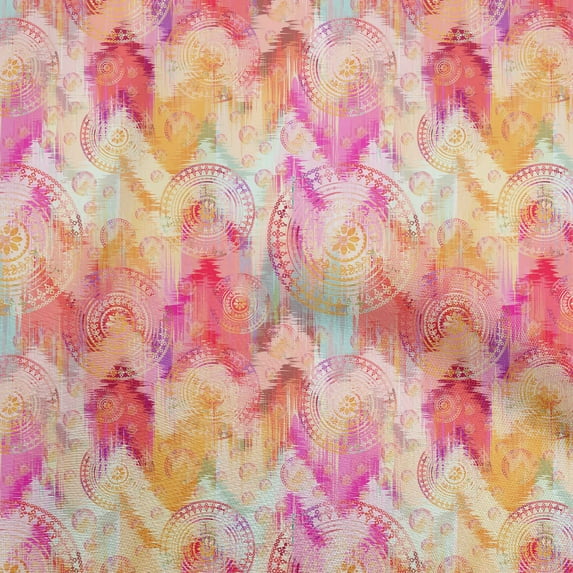 oneOone Viscose Jersey Pink Fabric Swirl & Mandala Quilting Supplies Print Sewing Fabric By The Yard 60 Inch Wide