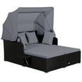 thumbnail image 4 of Gymax Rattan Daybed Lounge with Retractable Canopy, Gray, 4 of 4