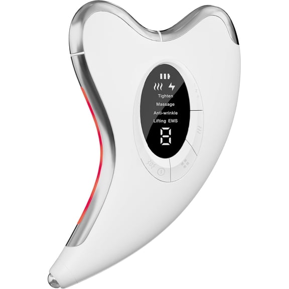 Electric Gua Sha, Face Massager with EMS 45°C Heat & Vibration, 9 Levels with LED Blue, Yellow, Red Light, 4 Modes Face Massager for Face, Anti Wrinkle Anti Ageing