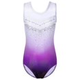 thumbnail image 1 of Girls Shiny Diamond Gymnastics Leotard One Piece Sleeveless Purple Dance Clothes, 1 of 5