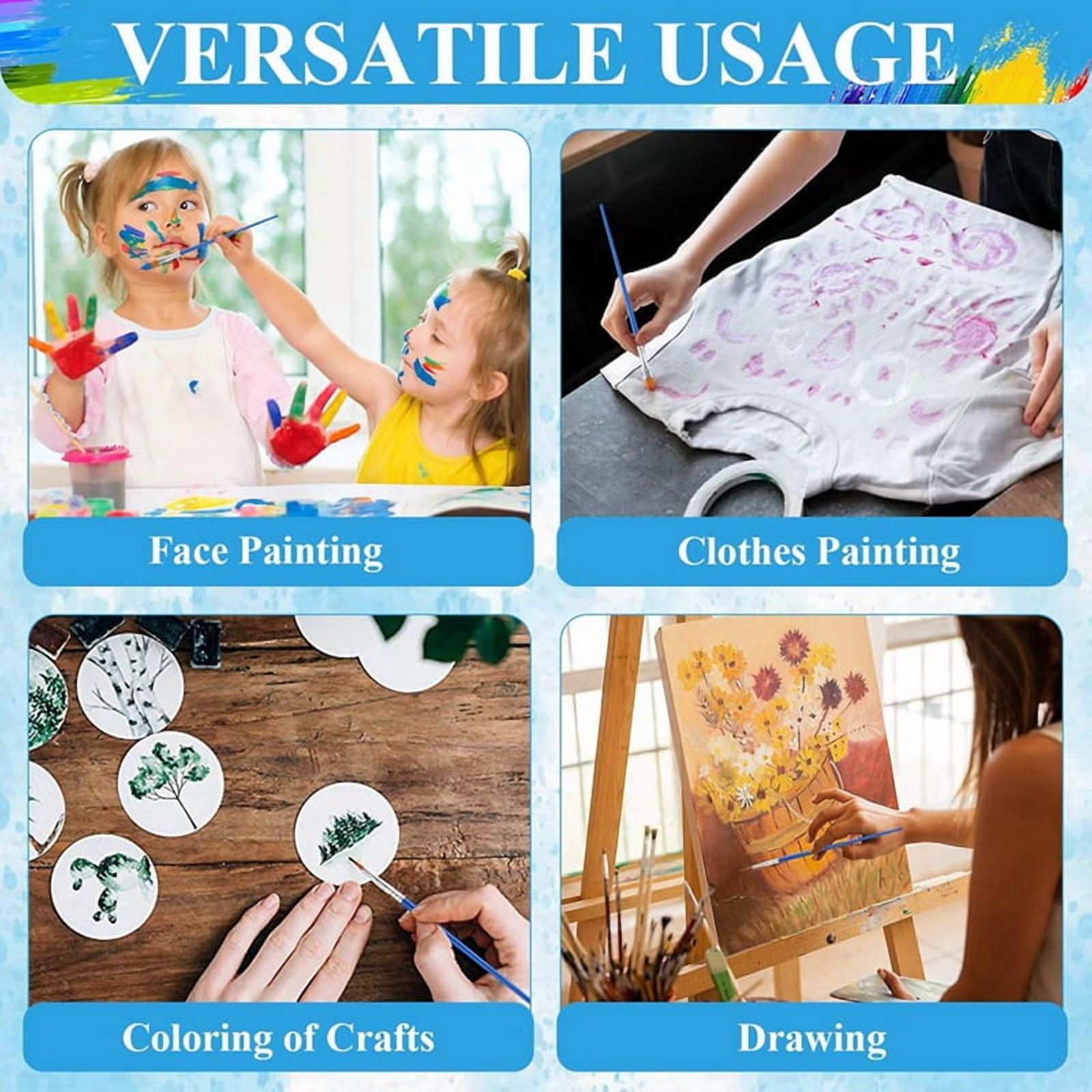 150Pcs Paint Brushes Palettes Set, Including 100Pcs Nylon Painting Brush and 50Pcs Round Plastic Paint Tray Palette