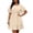 Beige, variant on Efsteb Women's Round Neck Double Layer Ruffle Sleeve Polka Dots Mini Dress Elastic Waist A-Line Dress for Summer Daily (Pink,XXXXL)