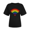 thumbnail image 3 of Lovskoo 2024 Summer Tops for Women Trendy Short Sleeve Lgbt Pride Month Printed Floral Print Casual Crewneck Tops Pullover Blouse T-Shirt Black L, 3 of 5