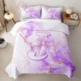 thumbnail image 2 of Manfei Kawaii Monogram J Twin Quilt Set,Marble Pattern Twin Coverlet Set,Purple,2pcs, 2 of 7