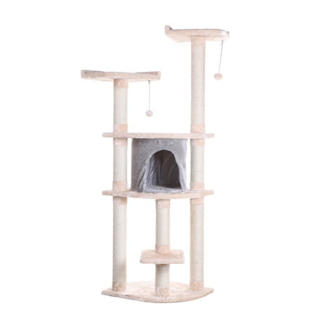 Armarkat Classic Real Wood Cat Tree Model A6401, 64 inch Blanched Almond