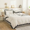 thumbnail image 4 of Move Over Beige Gray Black Bedding Set Black Ruffled Pattern Washed Microfiber King Duvet Cover Set No Filling, 4 of 7