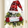 thumbnail image 4 of Christmas Wreath Gnome Wreath with Lights Santa Gnome Christmas Hanging Sign Front Door Decor Artificial Pine Spruce Wreath Wall Decor for Indoor Outdoor Home Xmas Porch 24Inch, 4 of 6