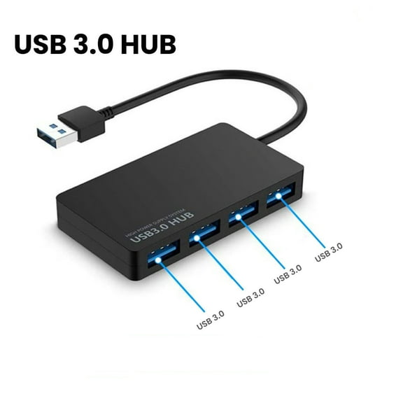 4-Port USB Hub 3.0 for Laptop, USB 3.0 Hub 5Gbps Multiport Adapter Portable Travel, USB Hub for MacBook