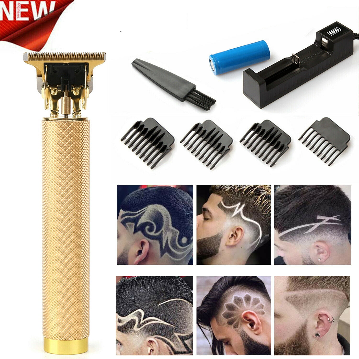 Professional T-Blade Portable Cordless Hair Beard Trimmer Clipper Cutting Grooming Kit Barber