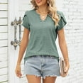 thumbnail image 6 of Womens Blouses and Tops Dressy Ladies Casual Fashion Sexy Button Hollow Loose V-Neck Short Sleeve Top, 6 of 9