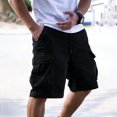 thumbnail image 2 of CONZONE Mens Cargo Shorts Elastic Waist Drawstring Hiking Shorts for Men Solid Color Lightweight Loose Fit Gym Athletic Shorts With Pockets, 2 of 8