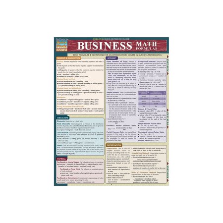 BarCharts Inc. QuickStudy Business & Math Formulas Reference Set (9781423231417)