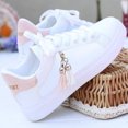 thumbnail image 3 of Oyedens Tassel White Fashion Sneakers for Women Girls Casual Leather Low Top Tennis Walking Shoes, 3 of 5