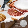 thumbnail image 3 of Fall Flowers Rustic Round Tablecloth, Fitted Table Cover with Elastic for 55"-60" Round Tables, Thanksgiving Pumpkins Autumn Leaves Birds Table Cloth Outdoor Dinning Party Waterproof Tablecloths, 3 of 7