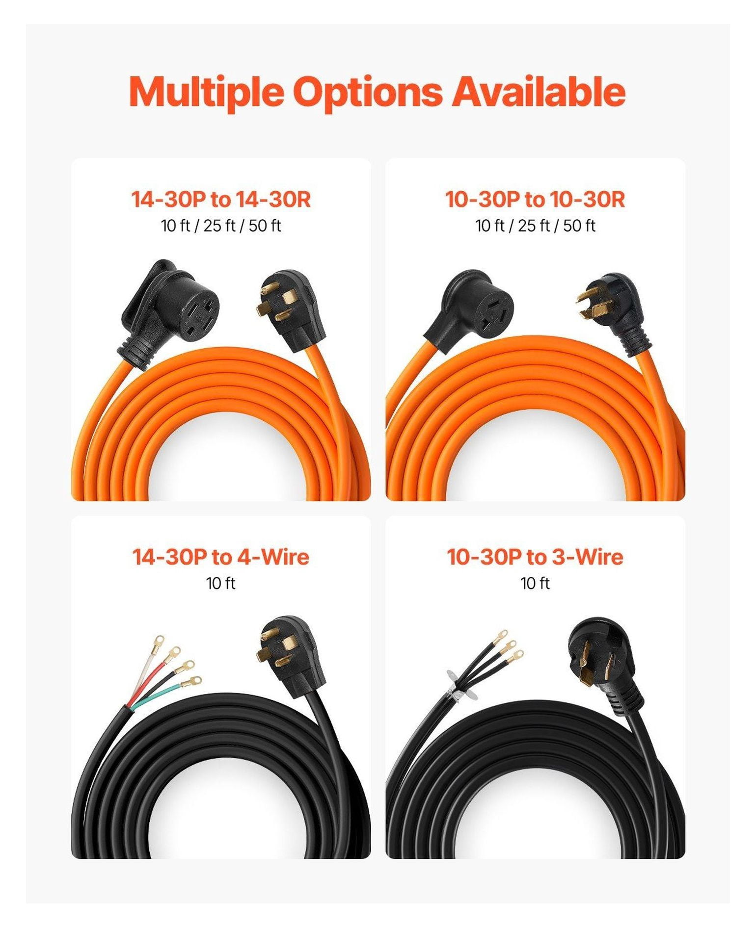25 ft Dryer Extension Cord 10-30P to 10-30R, 30A Heavy Duty Power Cord - EV Charger Compatible, Weather Resistant, 10AWG Copper Wire