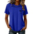 thumbnail image 3 of Stars Moon Funny Graphic Tees for Women Round Neck Short Sleeve Casual Fall Tops Fall Shirts Blue S, 3 of 6