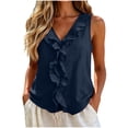 thumbnail image 2 of DailyTrove Women V Neck Ruffle Front Soft Sleeveless Tank Top Daily Casual Camisole, 2 of 6