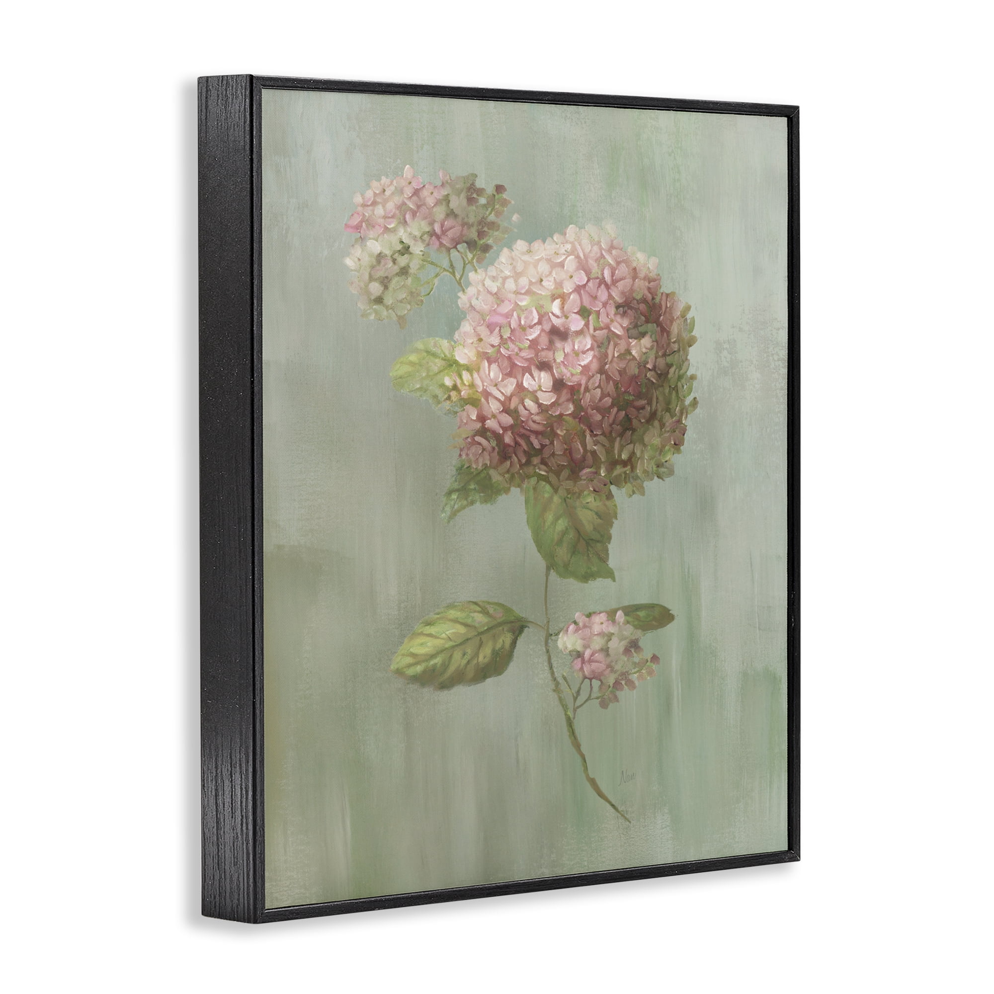 Stupell Industries Single Hydrangea Bushel Black Framed Giclee Art, design by Nan