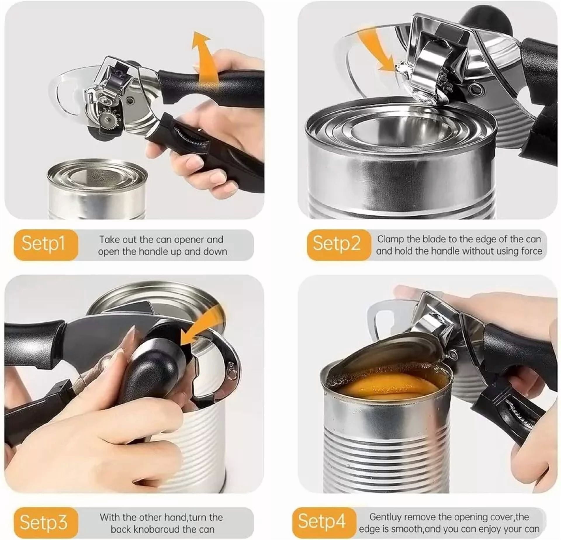 CRESTIN- Can Opener - 4 In 1 Stainless Steel, Manual Easy Bottle Openers With Ultra Sharp