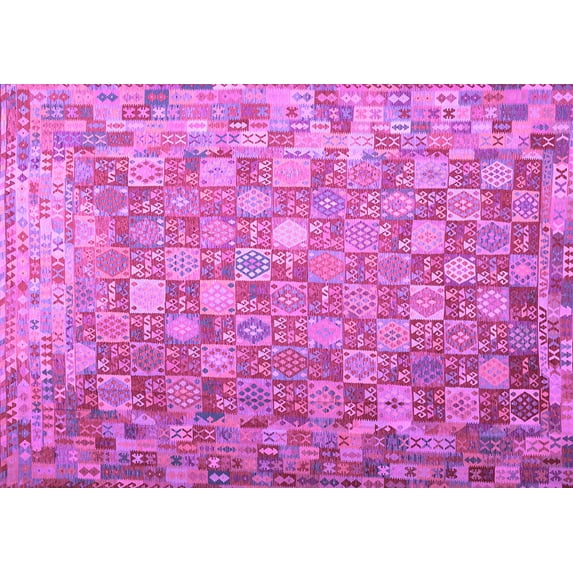 Ahgly Company Indoor Rectangle Oriental Purple Traditional Area Rugs, 7' x 9'