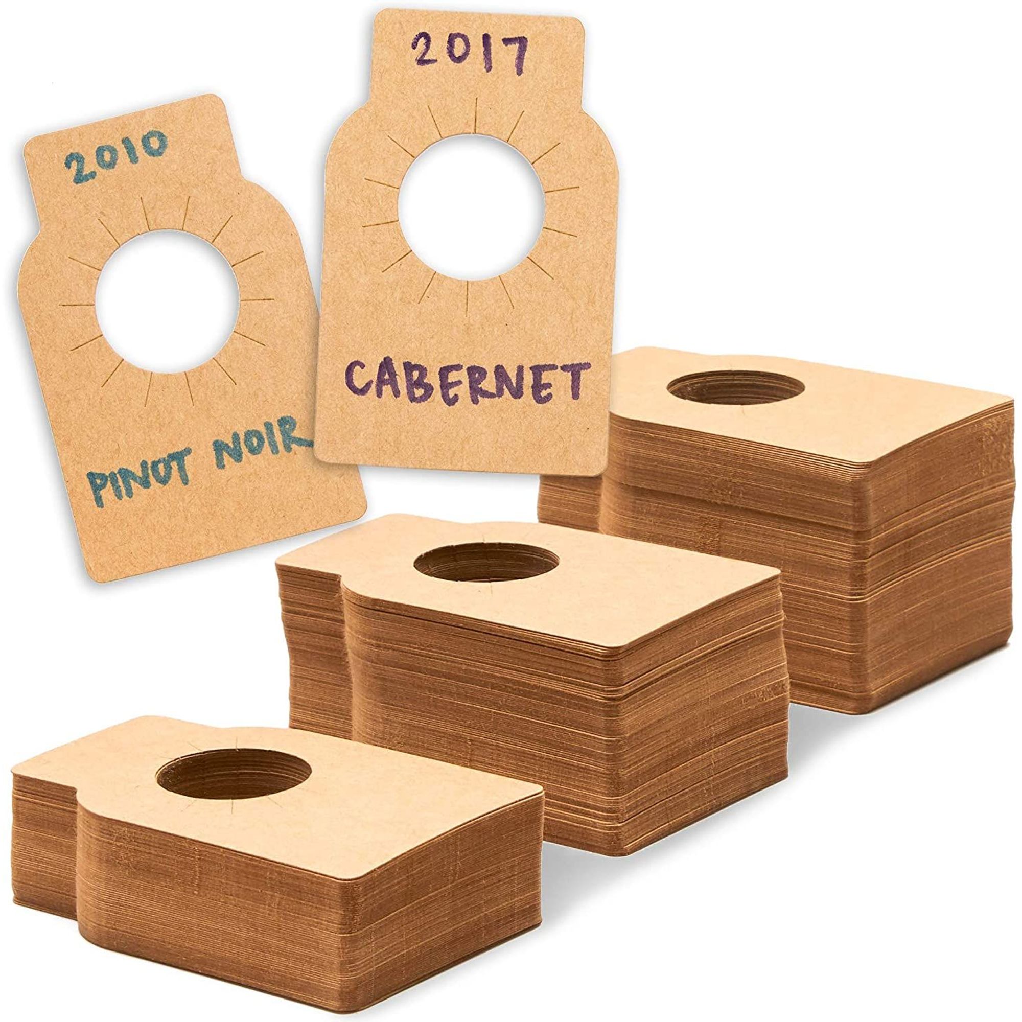 300Pack Wine Bottle Tags, Plain Kraft Paper Wine Cellar Labels for