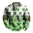 thumbnail image 4 of Penkiiy Hombre Día de San Patricio Impreso Mitad superior Zipper de manga larga Top de manga larga Cuello redondo Camisa XL Multicolor, 4 of 4