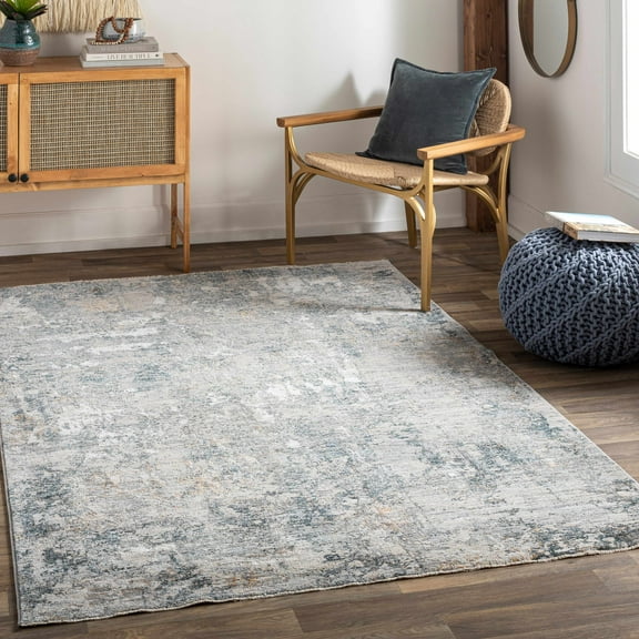 Hauteloom Pinjarra Living Room, Bedroom Area Rug - Modern - Gray, Beige, Blue - 10' x 14'